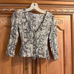 Reformation Jemma Snake Print Viscose Button Front Blouse Shirt Top Size 0